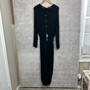 Free People Intimately‎ Wide Leg Oversize Drawstring Waist Black Size M Jumpsuit